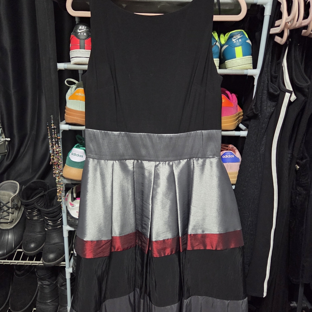 SL Fashions Black and Silver Elegant Dress, Size 12/L